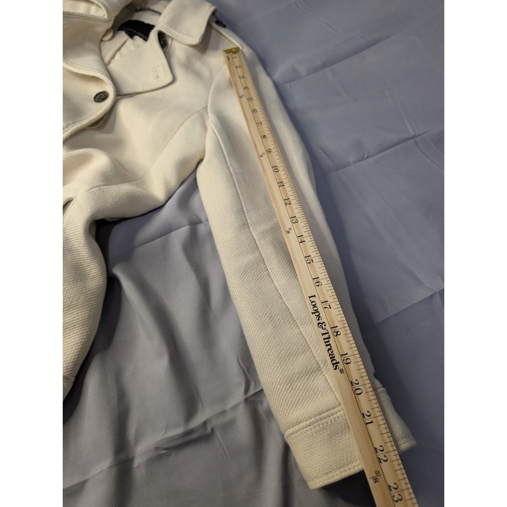 Banana Republic Ivory Moto Jacket Womens S Cotton Knit Structured Career NO Belt - Picture 12 of 12